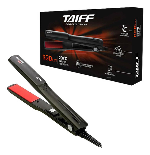 Prancha Cabelo Taiff Red Ion Ceramica Bivolt Preta - 100141