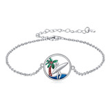 Pulsera De Surf Urone, Pulsera De Plata De Ley 925 Para Chic