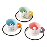 Set Pocillo Y Plato Oso Panda Mug Pandita Taza Café Cerámica