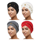 Satinior 4 Piezas De Turbante Africano Para Mujer, Turbante.