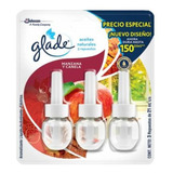 3 Repuesto Aromatizante Glade  Manzana Y Canela 21ml C/u