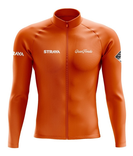 Jersey Ciclismo Ruta Mtb Strava Naranja Manga Larga