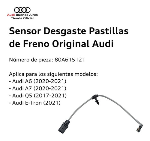 Sensor Desgaste Pastilla De Freno Audi Q5 2017 Al 2021 Foto 2