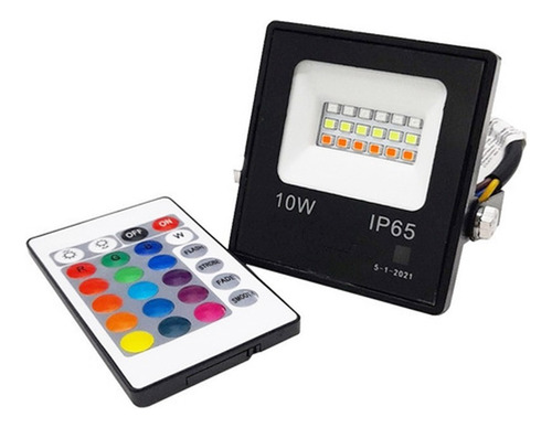 Proyector Led Rgb 10w Reflector Control Remoto Exterior Ip65