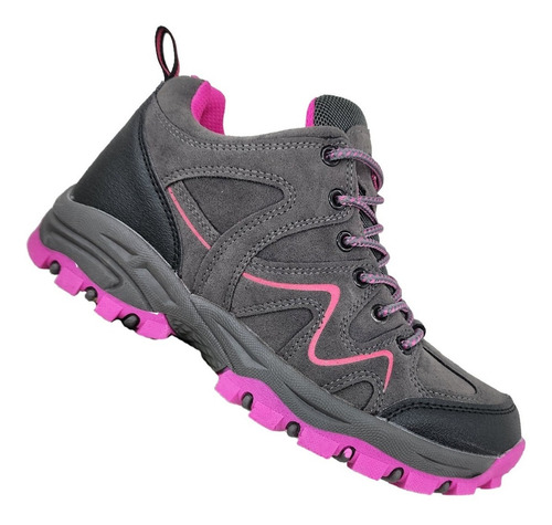 Zapatillas Caña Media Mujer Outdoor Gris Y Rosa - 3134