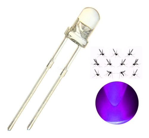 50x Led Atrair Mosquitos Ultravioleta 5mm + Resistor 12v