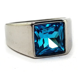 Anillo De Lujo Elegante Azul Acero Inoxidable Hombre Mujer B