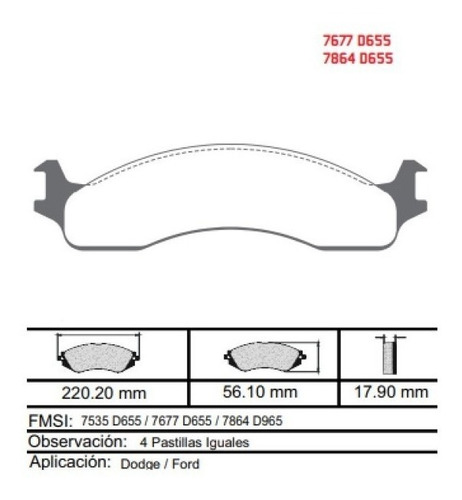 Pastilla Freno Delantera Ford E250 Econoline 1995-2007 Foto 2