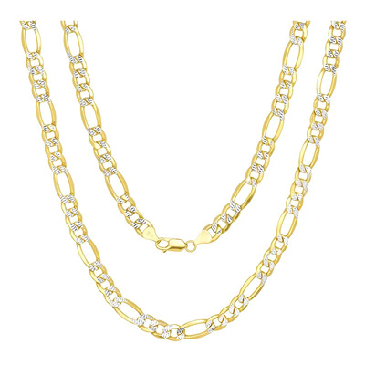 Cadena Figaro 3x1 Diamantada Oro 10k 65cm 4mm Italy Unisex Color Dorado | Meses sin interés