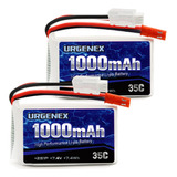 Urgenex Bateria Lipo De 7.4v 1000mah 2s Li-po Bateria 35c Co