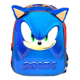 Mochila Escolar Sonic 13 Pulgas Diseño 3d Edición Kinder Color Azul