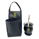  Porta Mate Ecocuero Negro Con Mate Acero Rosario Central