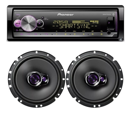 Aparelho Som Pioneer Mvh-x3000br Bt Usb + 02 Falantes 6 Pol