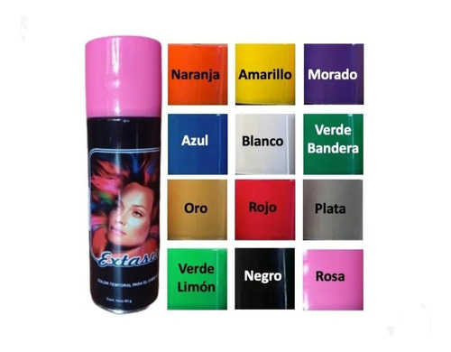 Spray Color Temporal Para El Cabello De 90 Gr Varios Colores