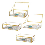 Caja De Cristal Vintage Rectangular Con Tapa De Vidrio Joyer