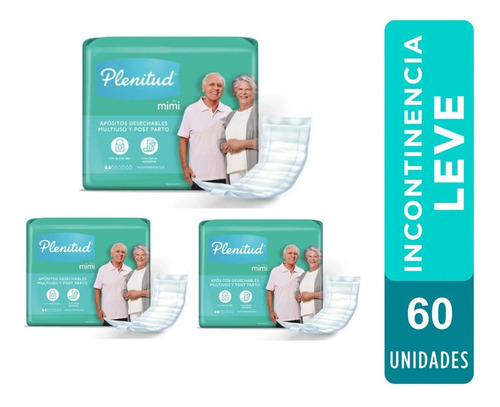 3pack Apósito Plenitud Incontinencia Leve 60 Unidades