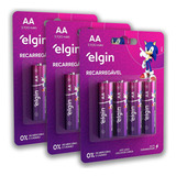 12 Pilha Recarregável Aa 2700mah C/4 Kit 3 Blister Elgin