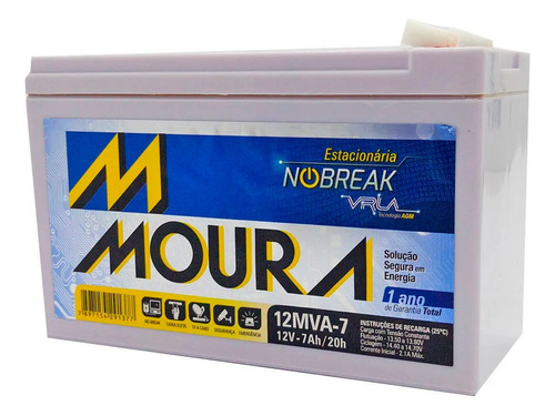 Bateria Selada Moura Nobreak Vrla 7ah 12v Alarme Segurança