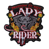 Parche Bordado Lady Rider Freedom To Ride Rosas Y Motos Girl