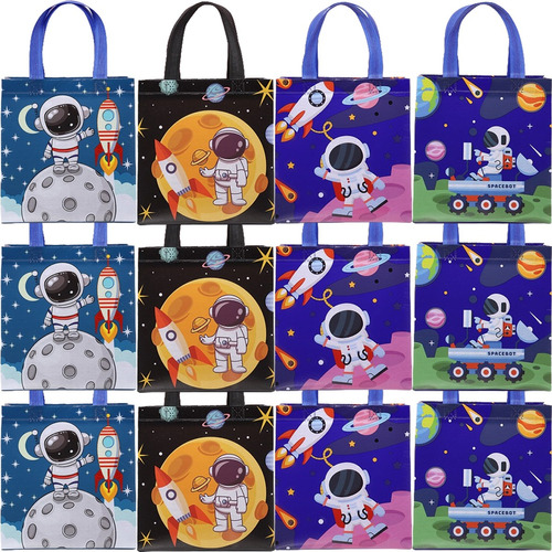 12 Bolsas De Dulces Astronauta Fiesta De Regalos Cumpleaños