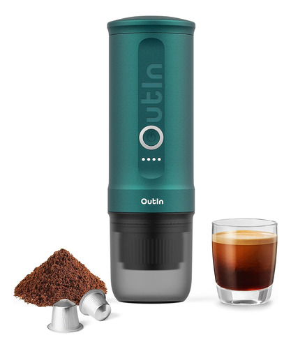 Cafetera Nano Outin Otem-01, Portátil, 80 Ml, Azul Y Verde