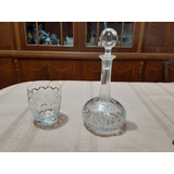 Botellón De Cristal Licorero En Vaso Antiguo 