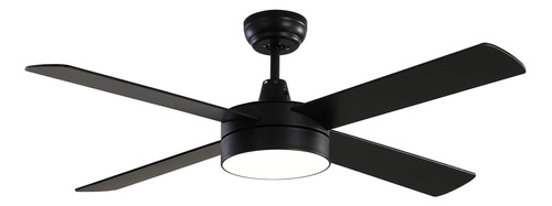 Ventilador Alphaled Techo Negro Mate Minimalista 52 Pulgadas Aspas Madera 3 Tonos De Luz 6 Velocidades