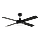 Ventilador Alphaled Techo Negro Mate Minimalista 52 Pulgadas Aspas Madera 3 Tonos De Luz 6 Velocidades