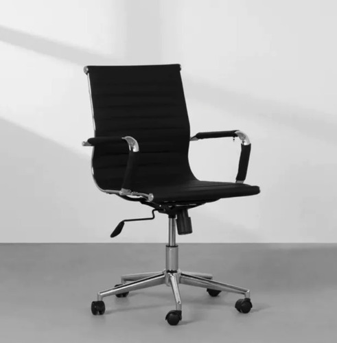 Silla De Escritorio Oficina Gerencia Ergonómica Ecocuero Respaldo Bajo Doble Cuero Pata Recta Meihome