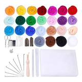 Kit De Herramientas De Fieltro De Lana De 25 Colores .