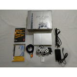 Playstation 2 Ps2 Slim Bloqueado Americano Edição Prata + Caixa + Manual + Acessórios Serial Batendo