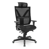 Cadeira Presidente Plaxmetal Darix Tela Slider Base Aço 3d Cor Preto Material Do Estofamento Tecido