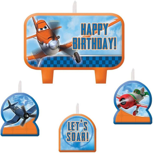 1 X Disney Planes 2 Birthday Candle Set - 4 Pcs By Amscan