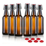 Botellas Para Cerveza Yeboda Ambar 500 Ml X 6 Un. Con Tapas