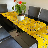 Caminho Trilho Para Mesa Amarelo 0,47x1,47 Caseado Rechilieu