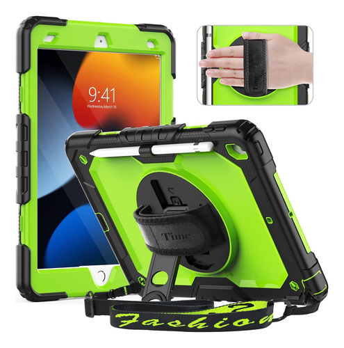 Funda New iPad Timecity 9/8/7gen 10.2 C/soport P/lápiz/verde