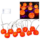 10 Varal Cordão Luz 10 Led Abóbora Halloween Decoração Festa