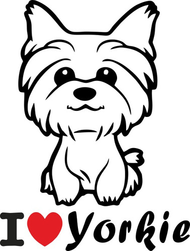 Calco I Love Yorkie - Yorkshire - Perro Vinilo Sticker