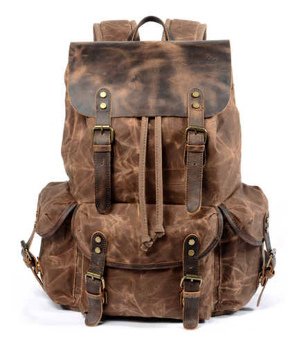 Mochila De Lona Para Hombre Coffee Retro Pull Rope