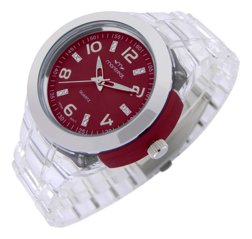 Reloj Montreal Mujer Ml1009 Agujas Luminosas Acrílico Strass