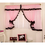 Cortina Para Quarto De Menina Com Babado Rosa 2m X 1,70