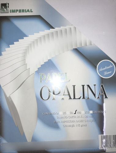 Papel Opalina Lino Imperial Carta Blanco 115gr 100 Hojas