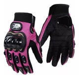 Guantes Moto Pro Biker C/proteccion Rosa Solo En Mg Bikes