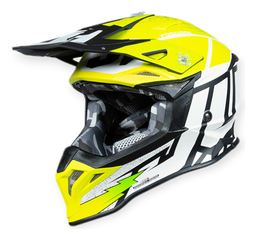 Casco Just1 J39 Poseidon Motocross Enduro Blanco/negro/fluo