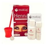 Kit Henna Makiaj Sobrancelha Necessaire Mixer Pincel Lapis Cor Castanho Escuro