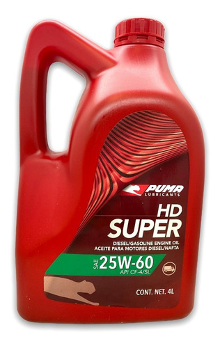 Aceite 25w60 Mineral Puma Super 4 Litros Tipo Viscus Alto Km