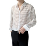Camisa De Malla Para Hombre, Solapa Transparente, Holgada, P