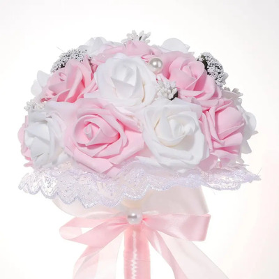 Ramo De Novia Rosa Artificial Perlas De Fantasía Boda | MercadoLibre