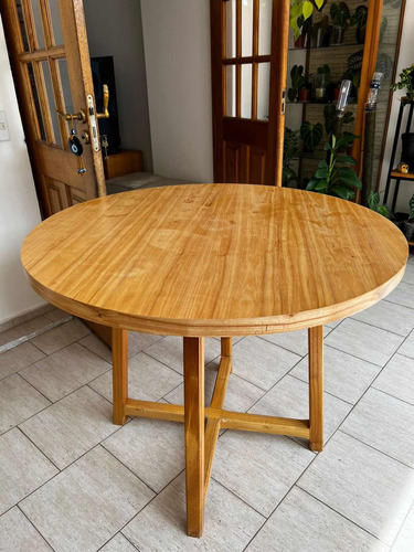 Mesa Cocina Comedor Redonda 1 Metro Madera Paraiso Usada