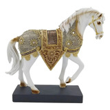 Cavalo Decorativo Cavalo Branco 30cm Estatua Resina Lindo Cor Dourado